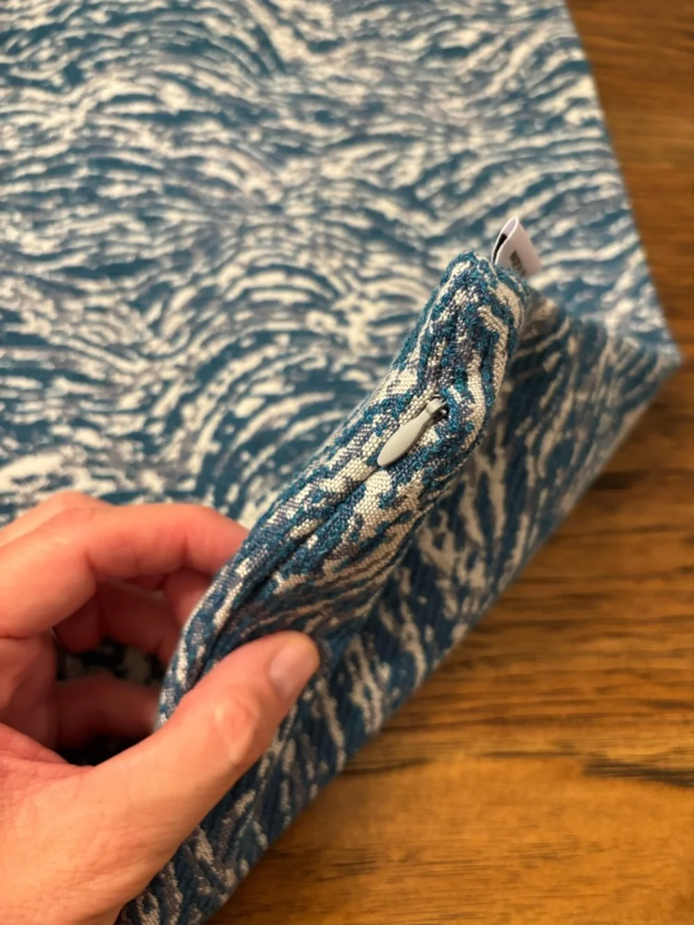 Sunbrella 20” Blue Ivory Textured Wave Pillow Cover Coastal Indoor Outdoor